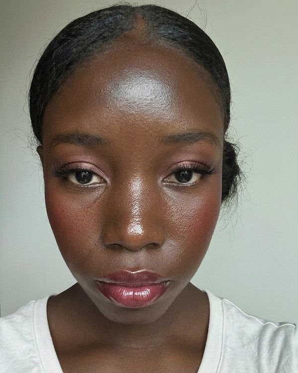 Date-night romantic glam on an AI sample face