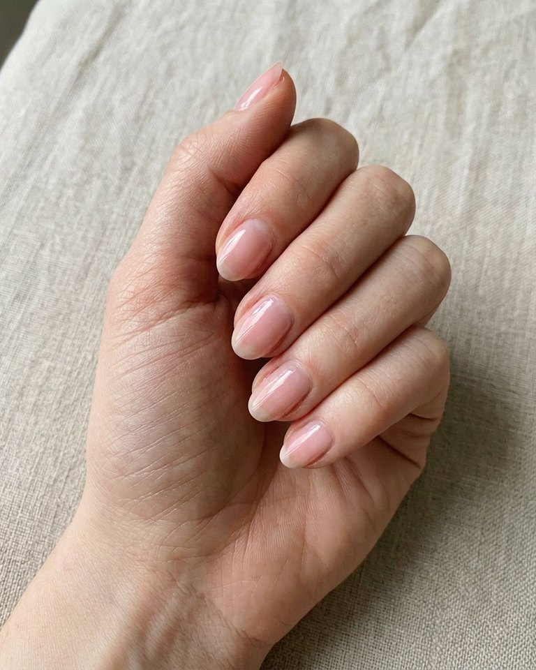 Baby pink polish on a sample hand: Light Summer